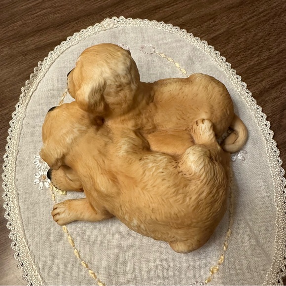 Vintage 3 Lab Yellow Lab Puppies Masterpiece Porcelain HOMCO 1987 Mexico - Picture 6 of 10